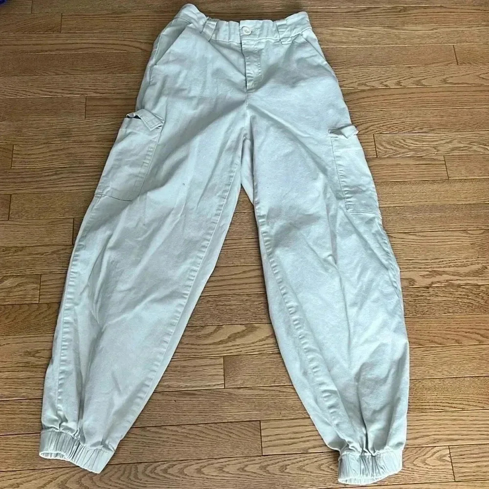 [S]BDG Cream Waist  Band Cuffed parachute Cargo Pants